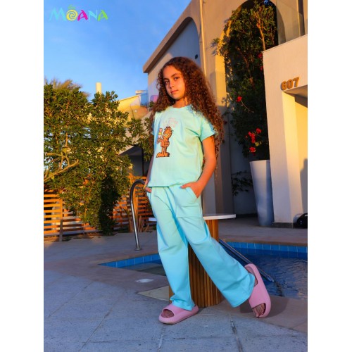 بيجامه بناتي Garfield ice cream مقاس 4 , 6 , 8 , 10