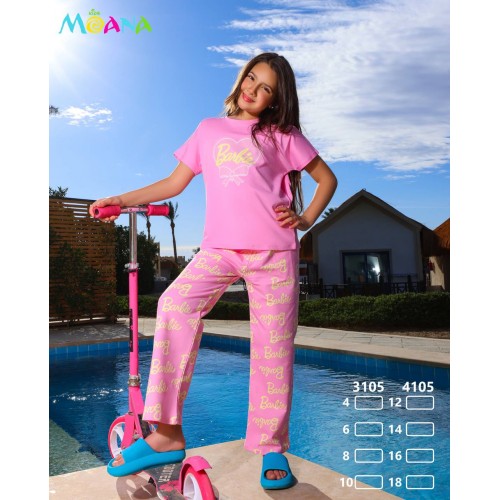 بيجامه بناتي  Barbie  مقاس 4 , 6 , 8 , 10