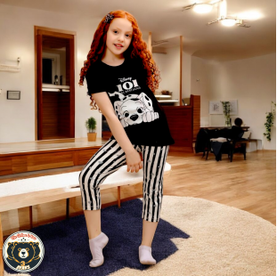 بيجامه بناتي  101 Black مقاس 2 , 4 , 6 , 8 , 10